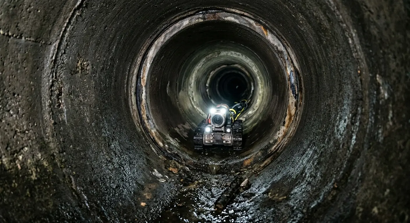 Robotic sewer camera inspecting pipe interior for Sewer Line Repair in Thompson